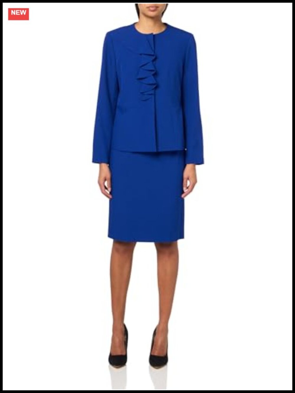 Le Suit Women's 2pc Skirt Suit Set Ruffled Blazer Business Workwear